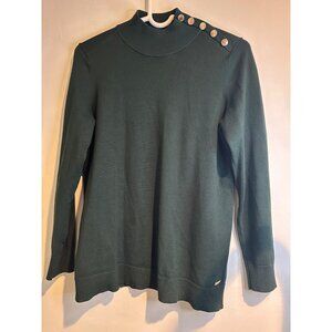 Calvin Klein Women’s M Green Turtleneck Pullover Sweater Preppy Academia Y2K VTG